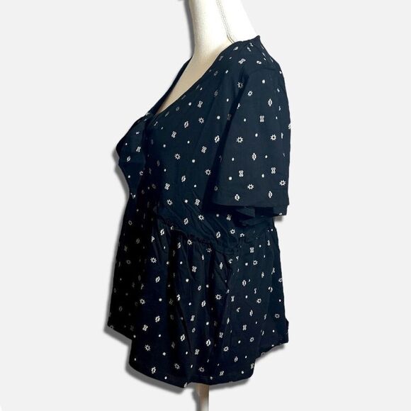 Torrid Black Babydoll Top Relaxed Tie Front Vintage Cotton Jersey Knit 3X - Picture 7 of 15